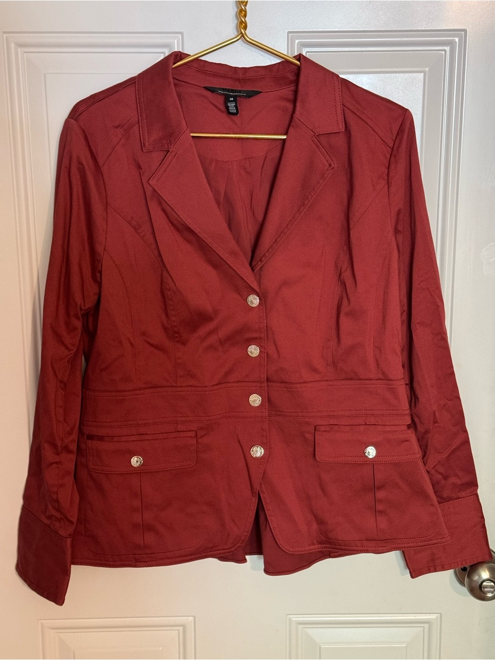 White House Black Market Women’s Rust Red Utility Military Blazer Size 16